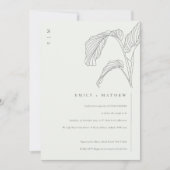 Palm Leaf Sketch Black White Couples Shower Invite Bedankkaart (Voorkant)