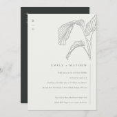 Palm Leaf Sketch Black White Couples Shower Invite Bedankkaart (Voorkant / Achterkant)