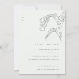Palm Leaf Sketch Black White Couples Shower Invite Bedankkaart