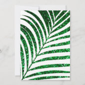 Palm Leaf Smaragd Groen Glitter Tropische Bruiloft Kaart (Achterkant)