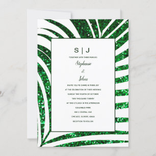 Palm Leaf Smaragd Groen Glitter Tropische Bruiloft Kaart