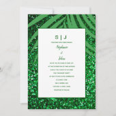 Palm Leaf Smaragd Groen Glitter Tropische Bruiloft Kaart (Voorkant)