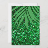 Palm Leaf Smaragd Groen Glitter Tropische Bruiloft Kaart (Achterkant)