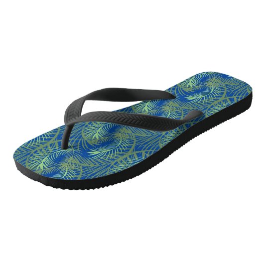 Palm Leaf Tree Green Blue Beach Teenslippers (Schuin)