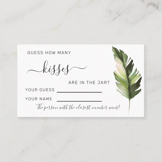 Palm Leaf Tropic Hoeveel Kisses Kaart van het Spel Plaatskaartje (Voorkant)