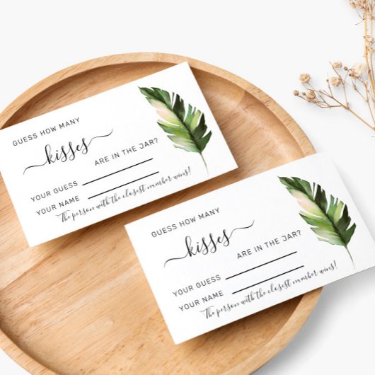 Palm Leaf Tropic Hoeveel Kisses Kaart van het Spel Plaatskaartje