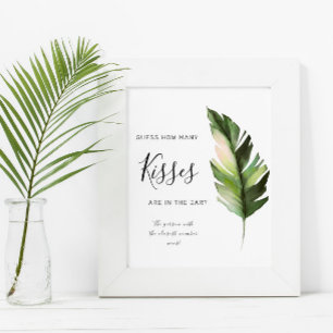 Palm Leaf Tropic Hoeveel Kisses ondertekenen Poster