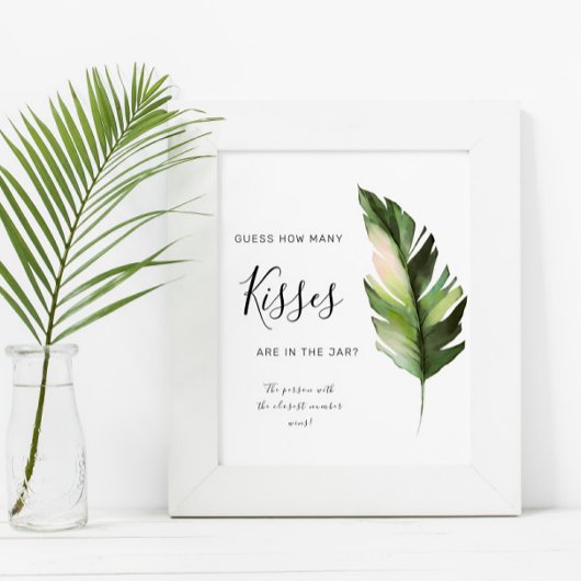 Palm Leaf Tropic Hoeveel Kisses ondertekenen Poster