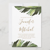 Palm Leaf Tropical Floral Minimal Wedding Kaart (Voorkant)
