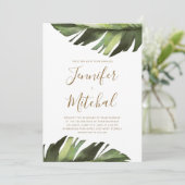 Palm Leaf Tropical Floral Minimal Wedding Kaart (Staand voorkant)