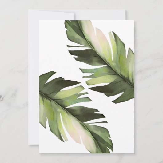Palm Leaf Tropical Floral Save the Date Card Kaart (Achterkant)