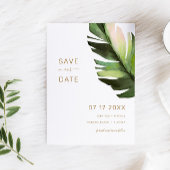 Palm Leaf Tropical Floral Save the Date Card Kaart