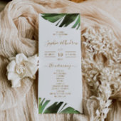 Palm Leaf Tropical Floral Wedding Programs Programmakaart