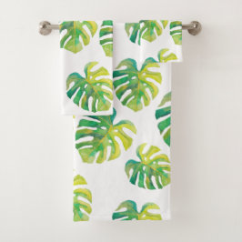 Palm Leaf Tropical Hawaii Summer Vibe Greenery Bad Handdoek