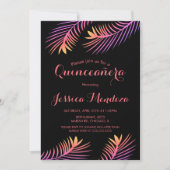 Palm Leaf Tropical Quinceañera Sweet 16 Invitation Kaart (Voorkant)