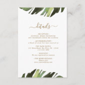 Palm Leaf Tropical Wedding Details Kaart (Voorkant)