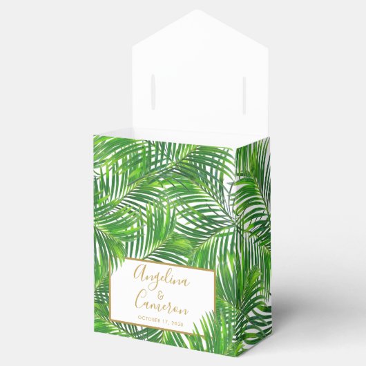 Palm Leaf Tropical Wedding Persoonlijk Bedankdoosjes (Geopend)