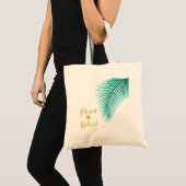 Palm Leaf Tropical Wedding Welcome Bag, Turquoise Tote Bag (Voorkant (product))
