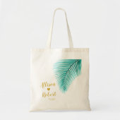 Palm Leaf Tropical Wedding Welcome Bag, Turquoise Tote Bag (Voorkant)