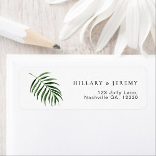 Palm Leaf Tropisch Bruiloft Retouradres Etiket