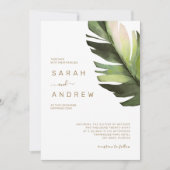 Palm Leaf Tropische Bloemen Bruiloft Kaart (Voorkant)