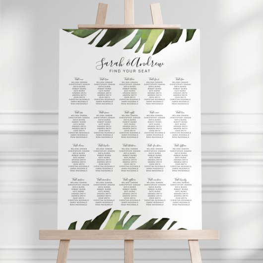 Palm Leaf Tropische Bloemen Bruiloft Welkom Poster