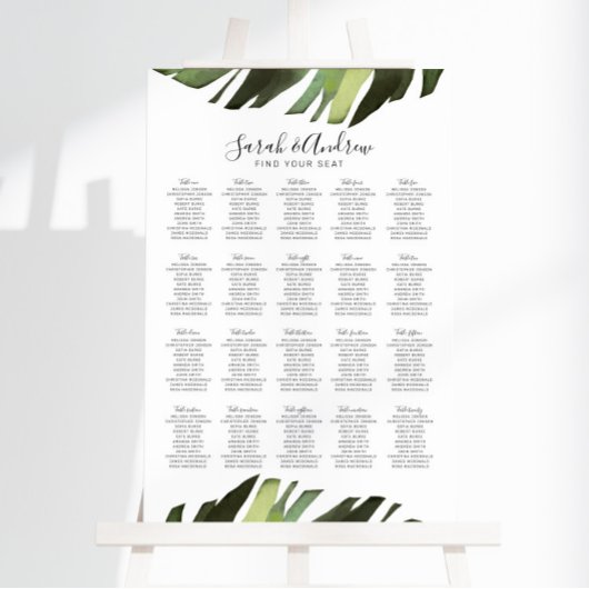 Palm Leaf Tropische Bloemen Bruiloft Welkom Poster