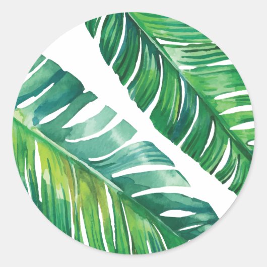Palm Leaf Waterverf Bestemming Bruiloft Stickers (Voorkant)