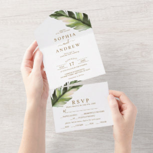 Palm Leaf Weddenschap All In One Uitnodiging