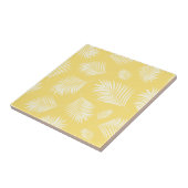 Palm Leaf White Yellow Tropical Patroon Tegeltje (Zijkant)
