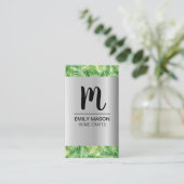 Palm Leaf Zilver Metallic Houten Grain Trim Visitekaartje (Staand voorkant)