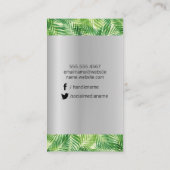 Palm Leaf Zilver Metallic Houten Grain Trim Visitekaartje (Achterkant)