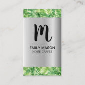 Palm Leaf Zilver Metallic Houten Grain Trim Visitekaartje (Voorkant)