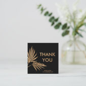 Palm Leaf Zwart en Goud Bedankt Vierkante Visitekaartje (Staand voorkant)