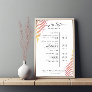 Palm Leafy Salon prijslijst Poster