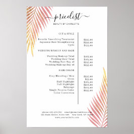 Palm Leafy Salon Prijslijst Poster