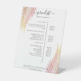Palm Leafy Salon prijslijst Reclamebord Met Voetstuk