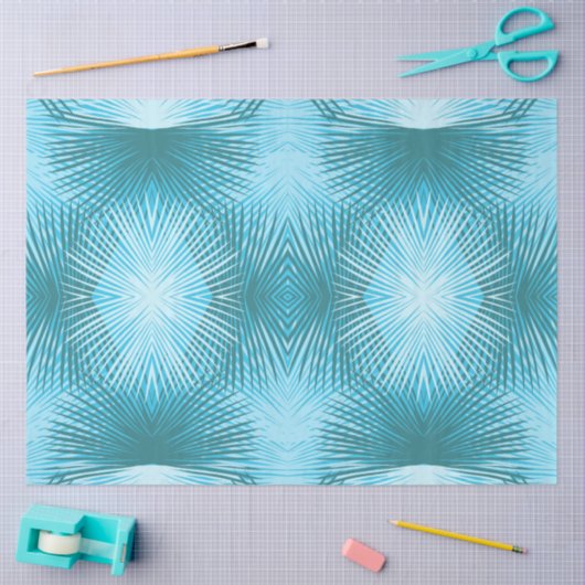Palm Leaves Abstract Aqua Palm Decoupage Tissuepapier (Craft)