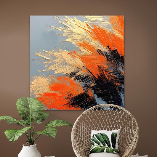 Palm Leaves – Abstract Tropical Motion Canvas Afdruk