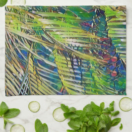 Palm Leaves Art in Green Kitchen Towel Theedoek