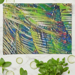 Palm Leaves Art in Green Kitchen Towel Theedoek