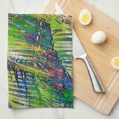 Palm Leaves Art in Green Kitchen Towel Theedoek (Quarter Fold)