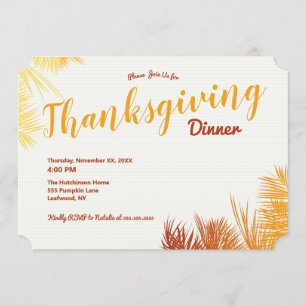 Palm Leaves Autumn Colors Thanksgiving Dinner Kaart