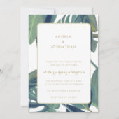 Palm Leaves Beach Tropical Wedding Invitation Kaart (Voorkant)