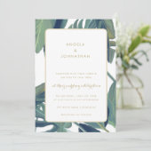 Palm Leaves Beach Tropical Wedding Invitation Kaart (Staand voorkant)