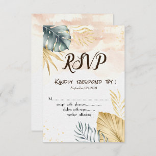 Palm Leaves Beach Wedding RSVP Kaart