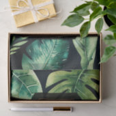 Palm Leaves Black Gold Elegant Tropical Summer Tissuepapier (Geschenk)