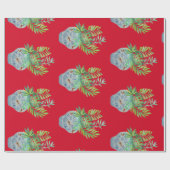 Palm Leaves Blue en White Ginger Jar Cadeaupapier (Vlak)