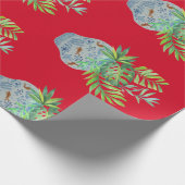 Palm Leaves Blue en White Ginger Jar Cadeaupapier (Hoek)