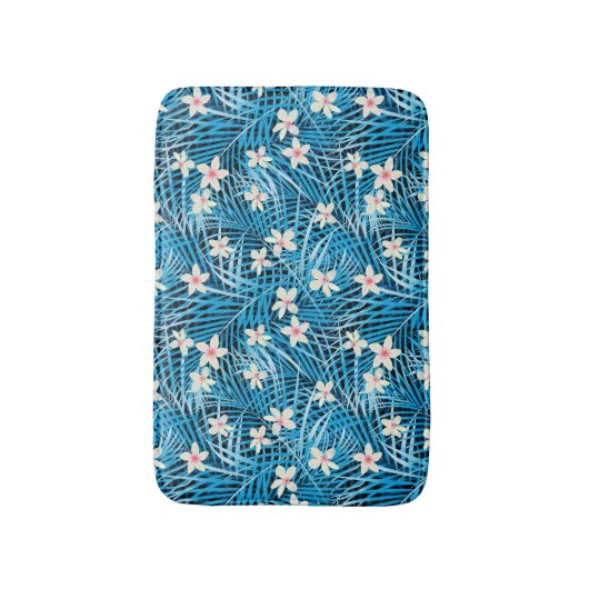 Palm Leaves Blue Pattern Badmat (Voorkant Verticaal)